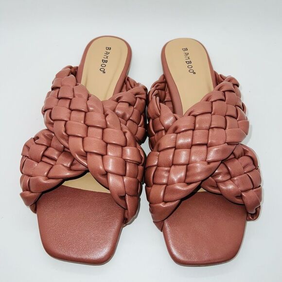 Bamboo Women's Braided Crisscross Strap Kick 61 Sandal Pink Size 6 New - Picture 1 of 6